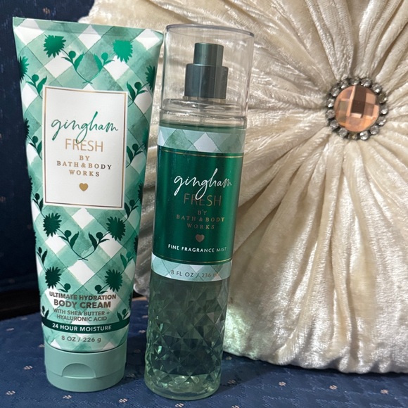 Bath & Body Works Gingham Fresh Body Cream and Mist - Teal and White - Picture 1 of 1